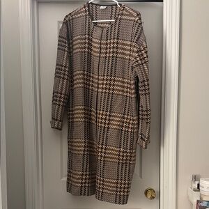Plaid Brown Long Sleeve overcoat